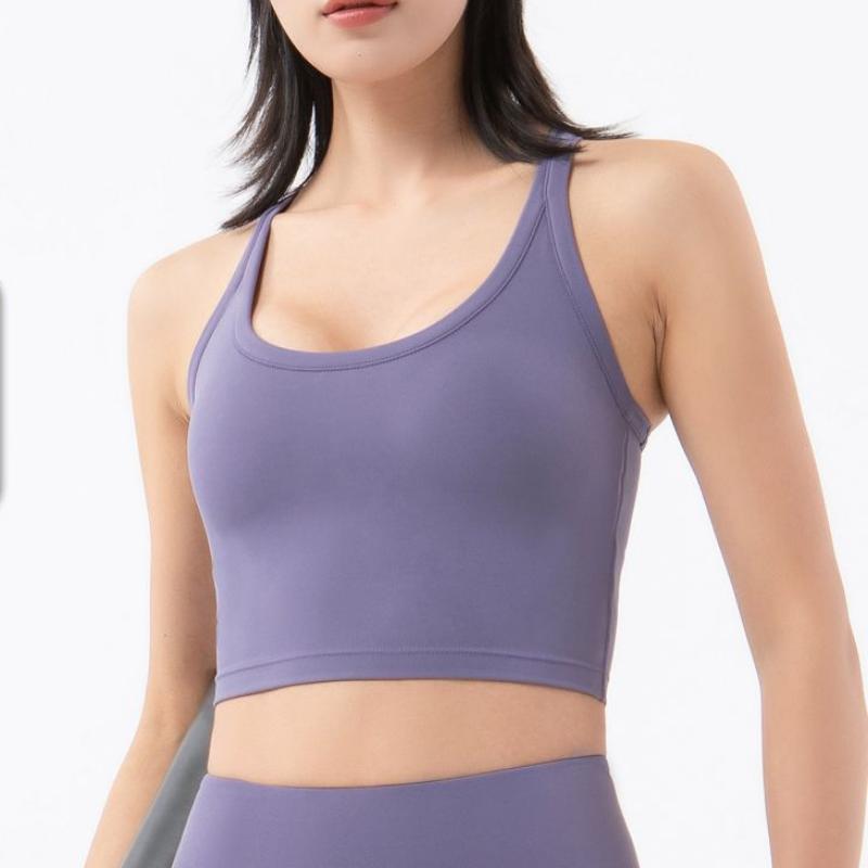 

New Shockproof Running Nude Sports Bra Women s Gathered Vest Style Fitness Running Sports Bra XL аметист