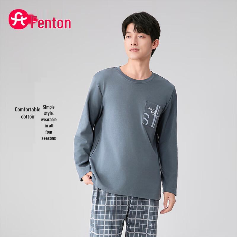 Fenteng Men s 100% Cotton Long Sleeve Loungewear Set XXL