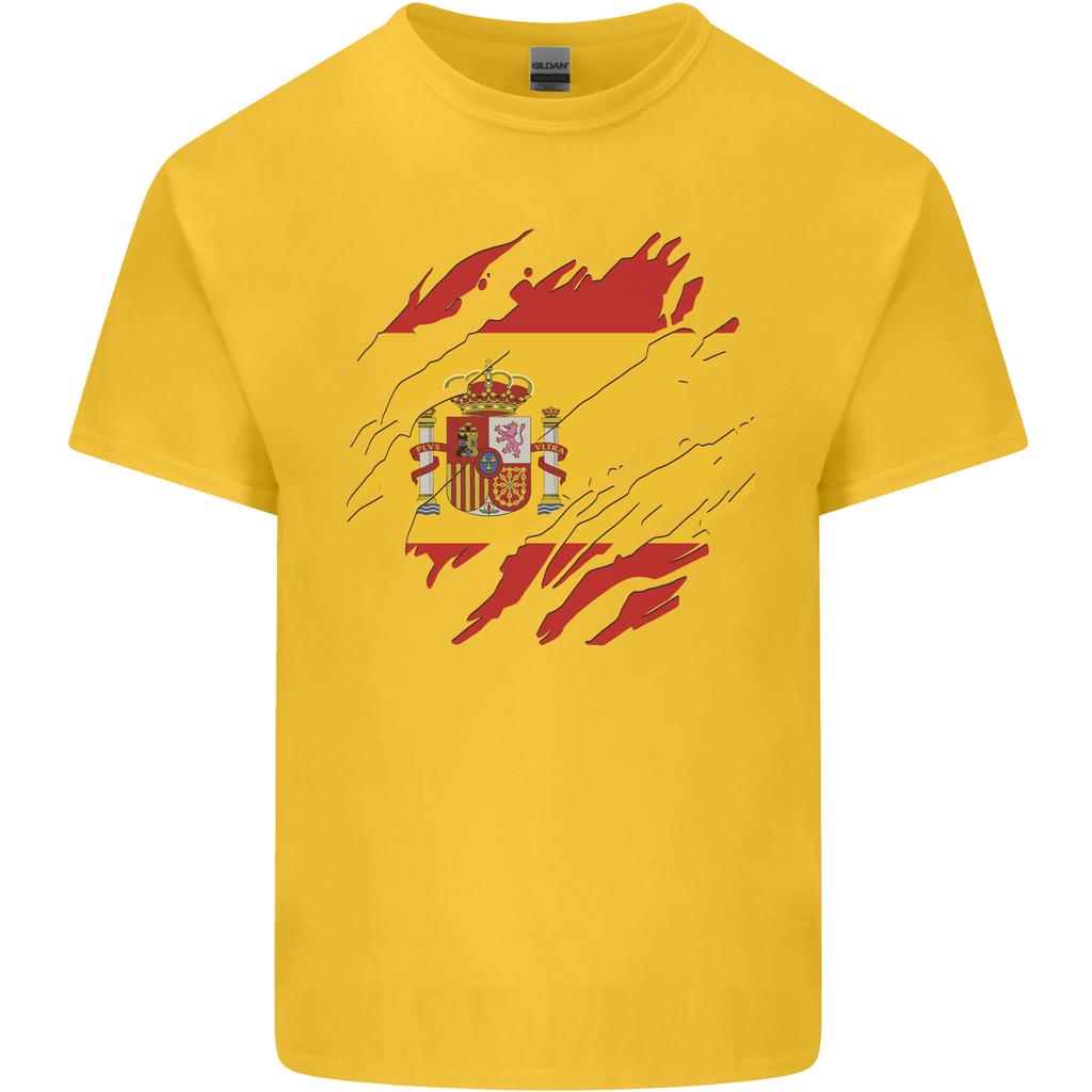 Torn Spain Flag Spanish Day Football Unisexs Light Cotton TShirt