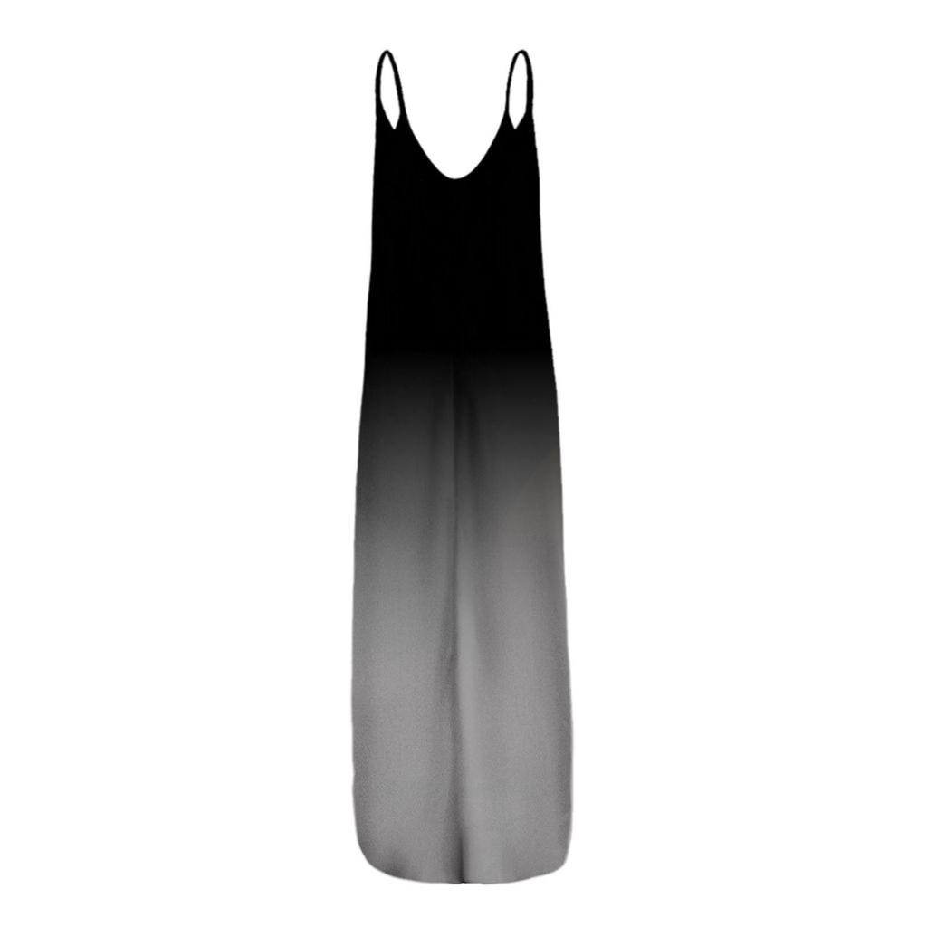 Women Gradient Sleeveless V Neck Maxi Dress Casual Sundress Beach Long Dres