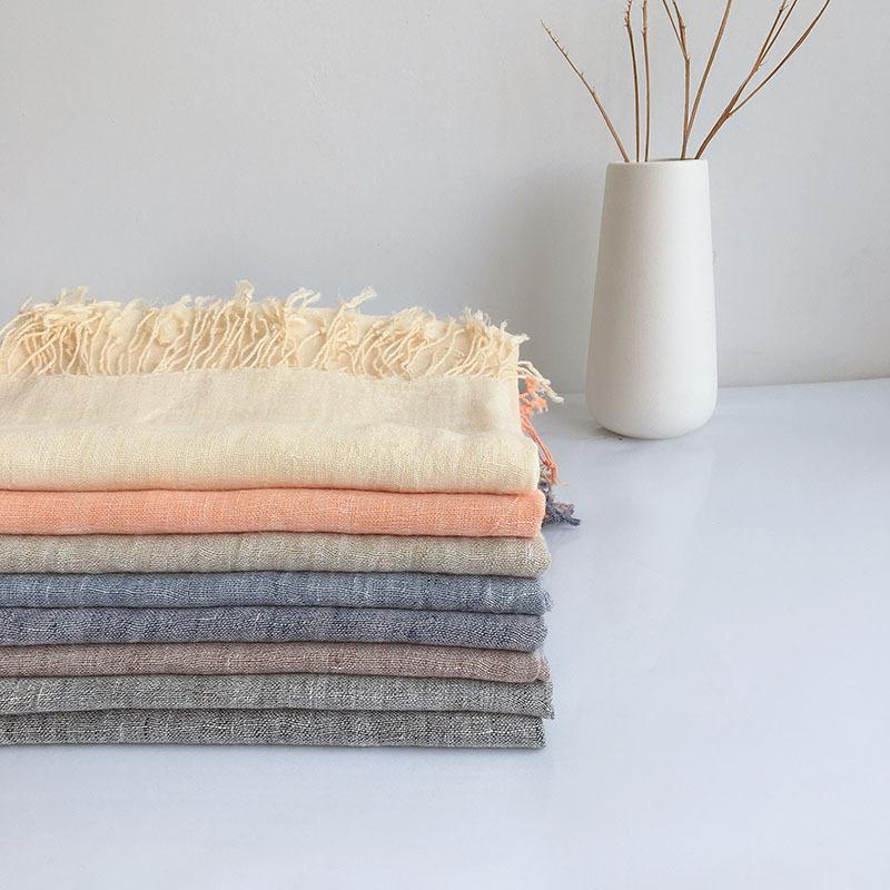 Direct Supply Japanese Pure Linen Hemp Gray Effect Men'S Scarf Literature And Art Shawl Air Conditioner Shawl Women
