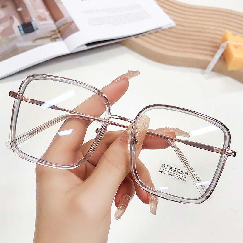 Summer Trendy Flat Glasses With Blue Light Protection And Metal Frame For Fashionable Men And Women