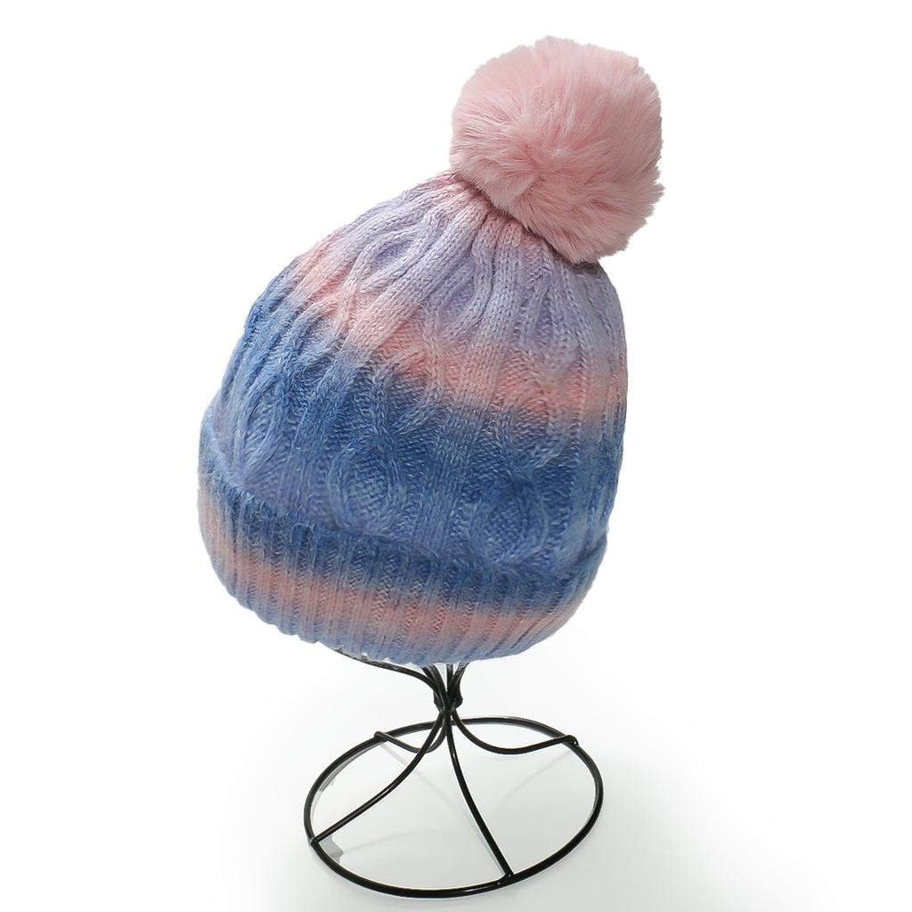 Winter Hat Children's Winter New Velvet Thermal Cap Tie-dyeing Gradual Change Color Wool Hat Pullover Hat Knitted Hat