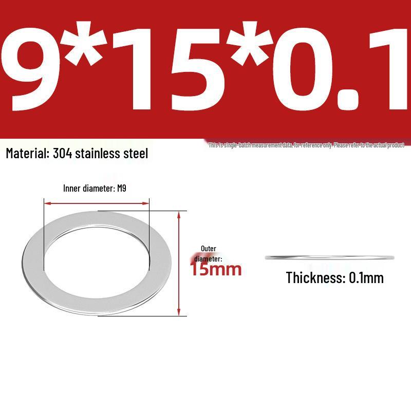 304 Stainless Steel Ultra-Thin Flat Washers - Available in Thickness: 0.1mm, 0.2mm, 0.3mm, 0.5mm