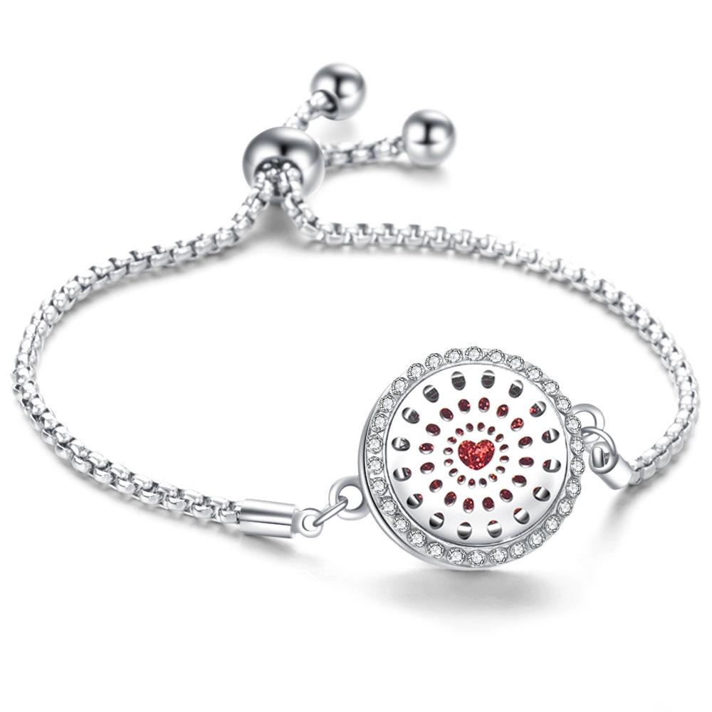 Crystal Rhinestone Aromatherapy Tree of Life Bracelet - Adjustable Titanium Steel with Essential Oil Compartment.