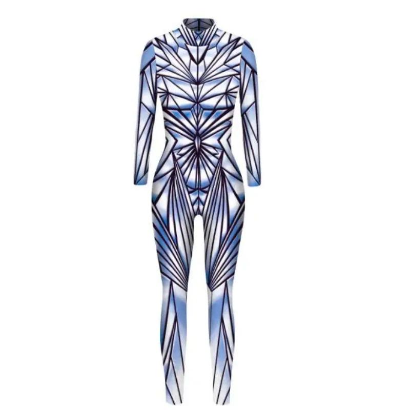 Sexy Women Robot Punk Jumpsuit Catsuit Cosplay Costumes Zentai Halloween Party Performance Bodysuit Dress Up
