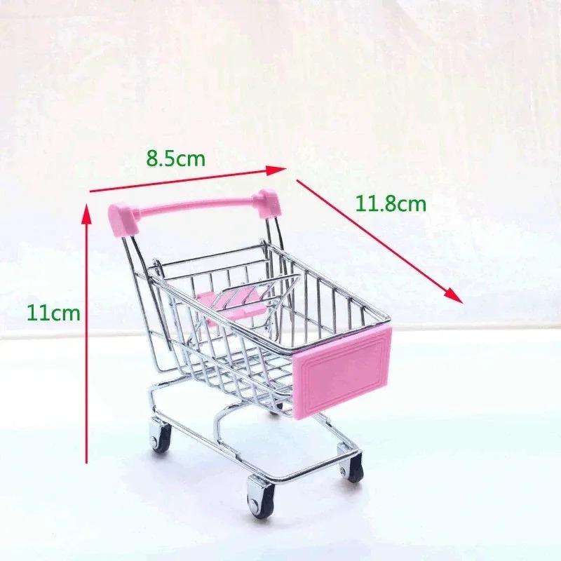 1:48 Mini Supermarket Shopping Cart Trolley Desktop Model Children's Toy Home Decoration Miniature