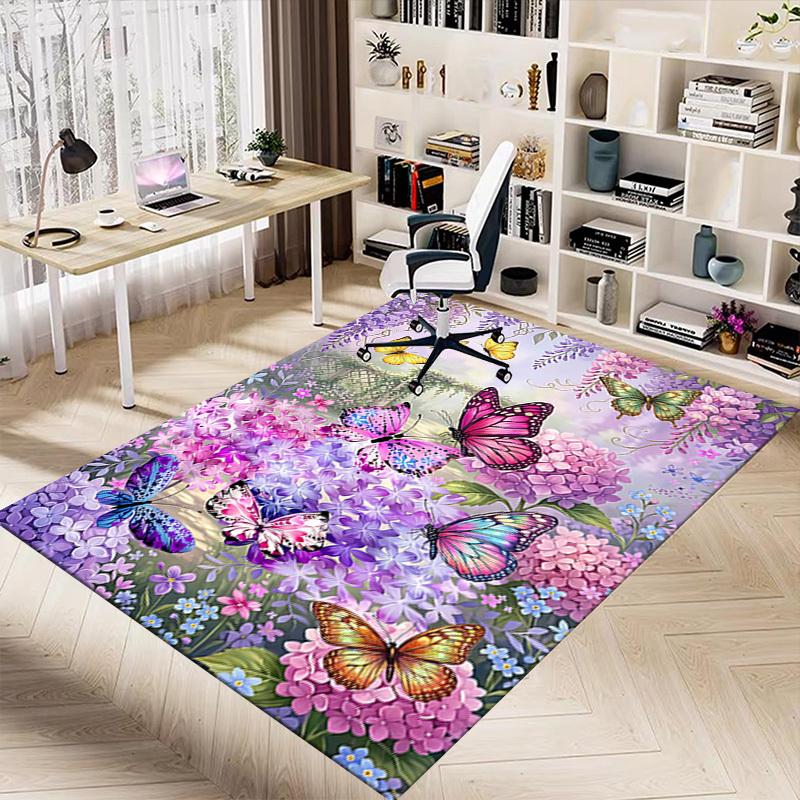 1PC Butterflies Flowers Non-Slip Floor carpet, Office, family, bedroom, Studio - Large Area Rug, Vibrant Colors, Longlasting Material-X442