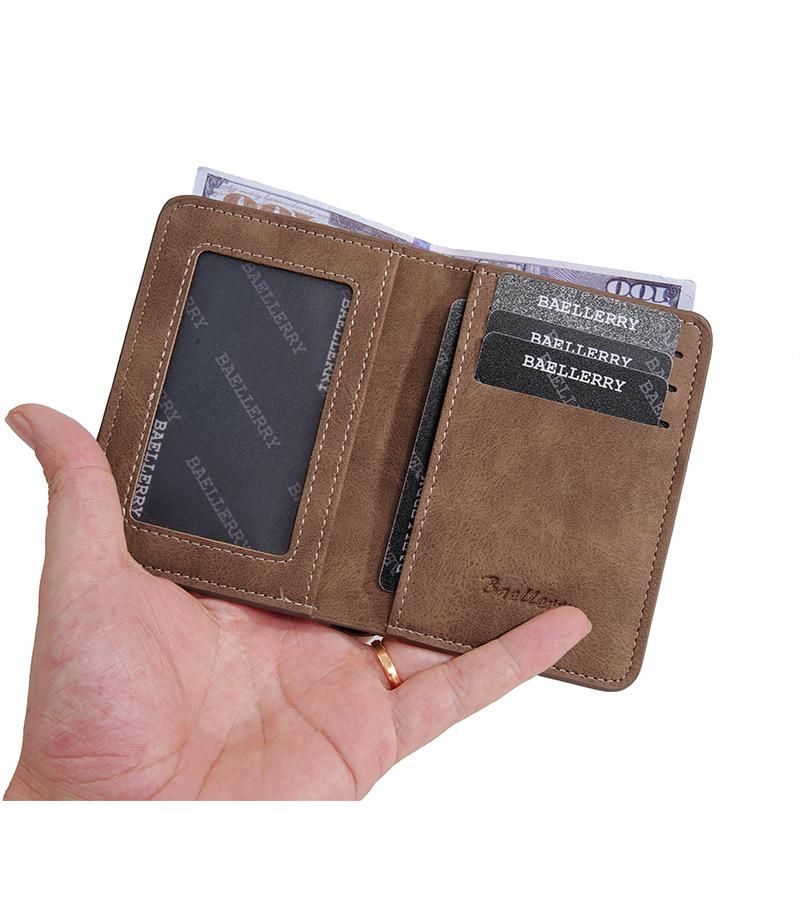 Carteira Masculina Baellerry Casual Fosca de Grande Capacidade Curta