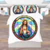 Jesus Christ King Queen Duvet Cover Christianity Bedding Set Western Religion Quilt Cover Blue-green Polyester Comforter Cover