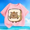 Cartoon Capybara Kids T-shirt Boys Girls Comfortable Machine Washable Wrinkle-resistant Versatile Tops