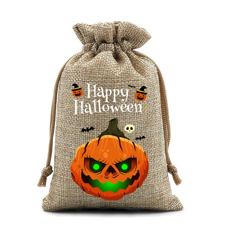 Halloween Kinder Zuckertüte Kürbis Geist Leinen Bündel Mundbeutel Geschenktüte Kordelzug Süßigkeitentasche Lager
