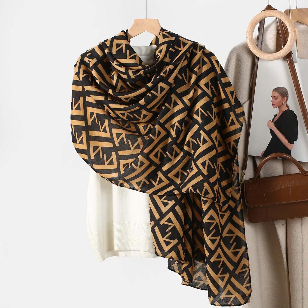 2025 New Cotton and Linen Feel Simple Color Matching Scarf Korean Version Fashion Foreign Style Travel Sunscreen Yarn