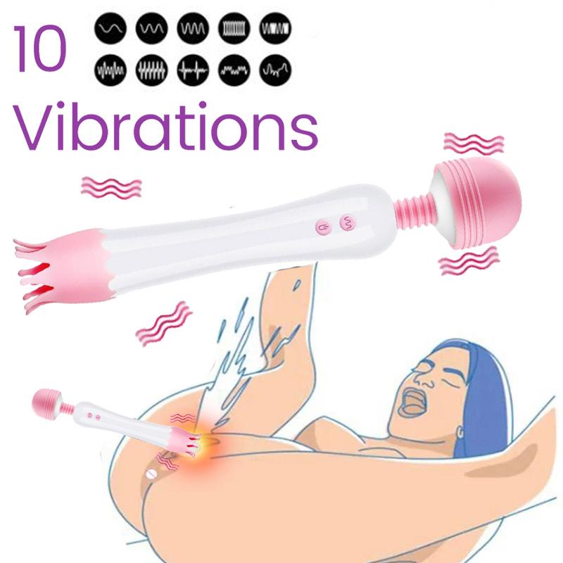 New Double-headed Vibrating AV Stick Device Female Masturbation Device G-spot Vaginal Licking Vibrator Clitoral Stimulation Massager Sex Toys