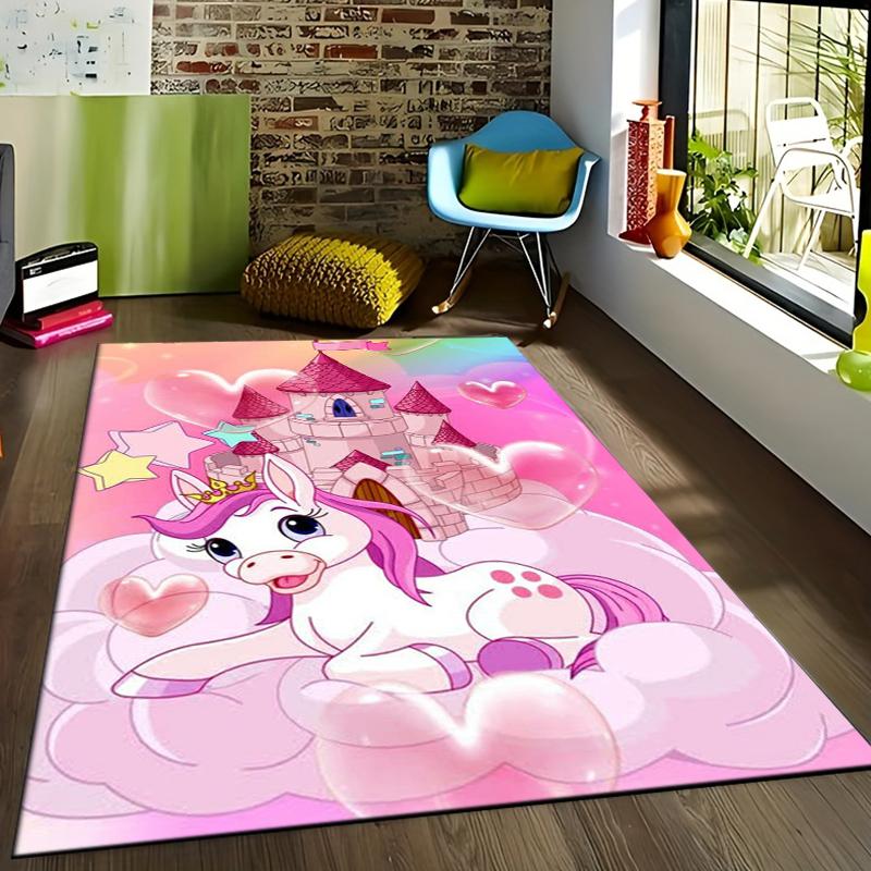 3D Cute Unicorn Large Area gamer Rug Carpet for Home Living Room Children's Bedroom Sofa Doormat Decoration Kids Floor Play Mats