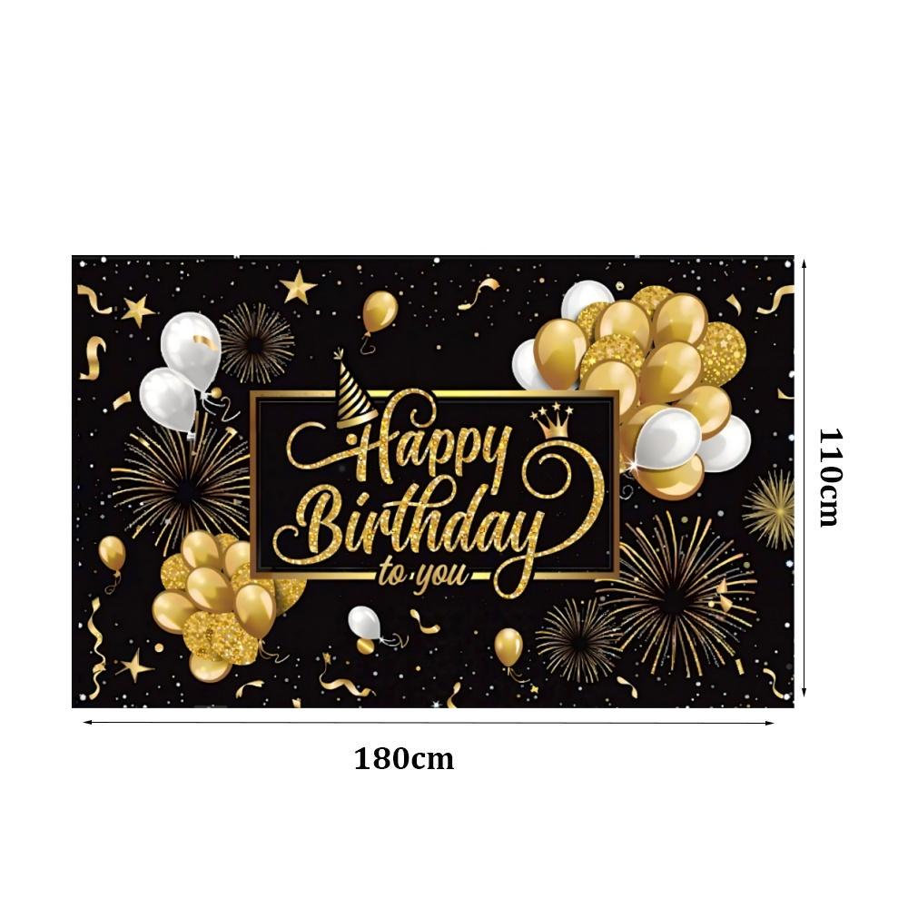 Fundal Negru Auriu La Mulți Ani 180*110cm Decor Banner Petrecere de Ziua de Naștere Fundal Pânză Agățată Nou