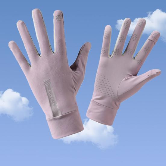 1 Pair Fingertip Opening Anti-slip Palm Letter Print Sunscreen Mittens Ladies Anti-UV Ice Silk Thin Gloves Cycling Accessories