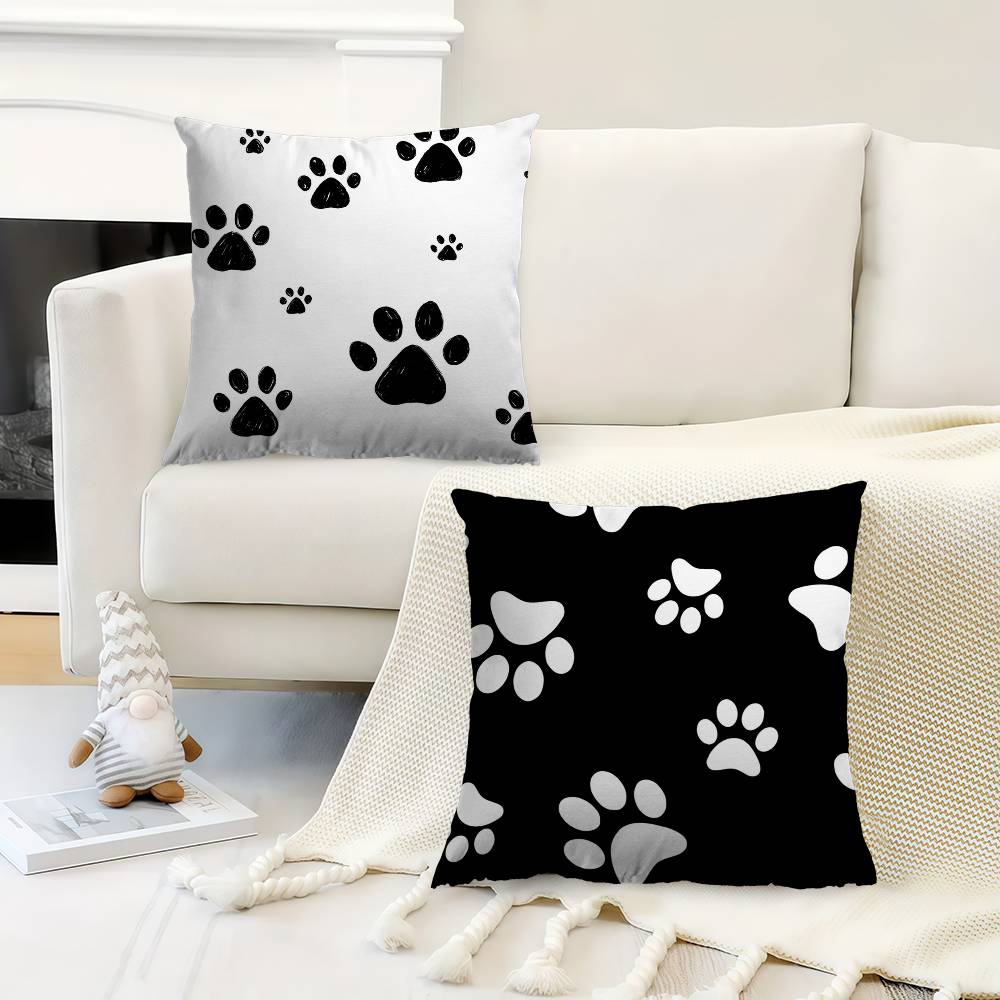 Fashion Black Cat Paw Prints Office Cushion Pillowcase Car Cushion Cover45X45CM Lumbar Pillowcase Sofa Pillowcover