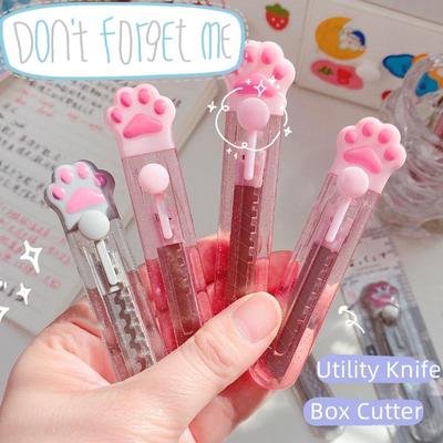 1 adet Küçük Maket Bıçağı Mini Sevimli Karikatür Kedi Paw Kutusu Kesici Güzel mektup açacağı Kawaii Yaratıcı Kırtasiye Aksesuarları