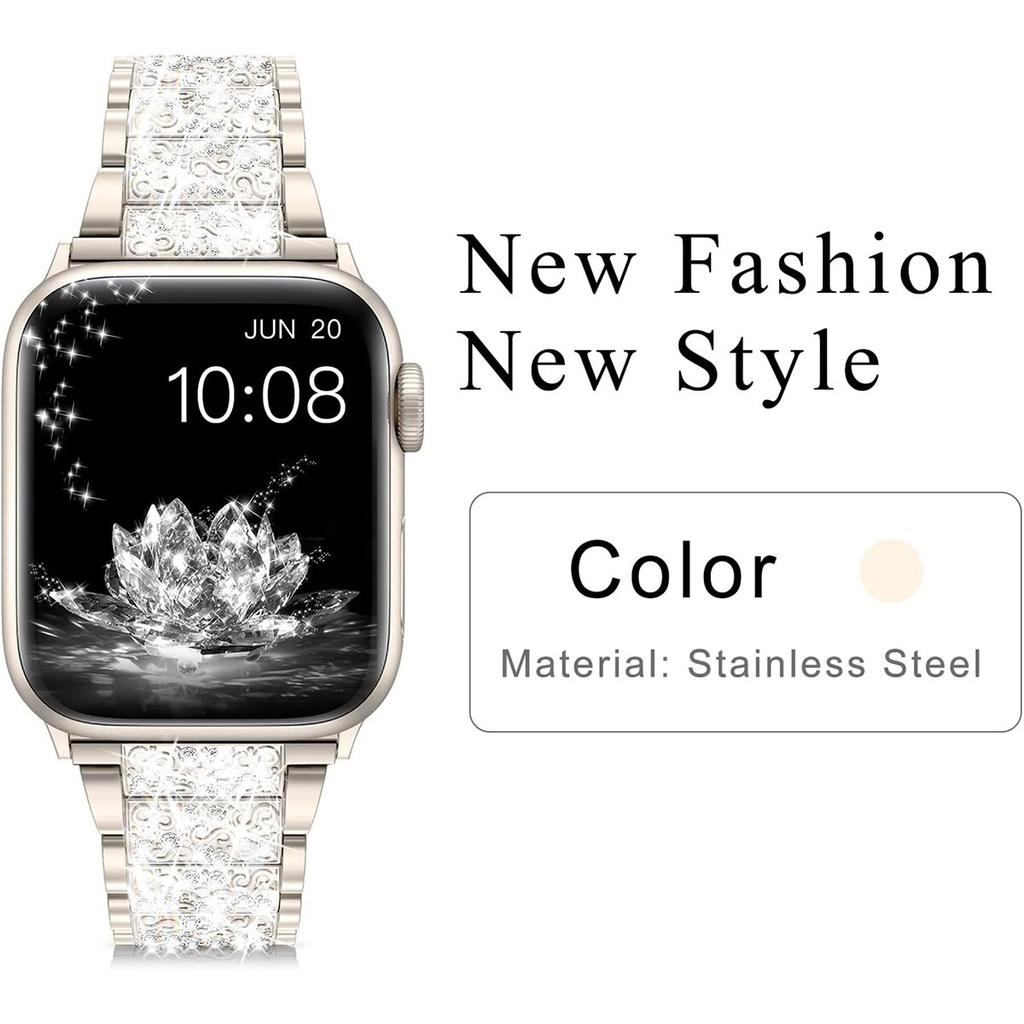 Curea clasică cu diamant strălucitor pentru Apple Watch Band 40mm 45mm 44mm 41mm 42mm 38mm, curea metalică pentru iWatch Series 7 SE 6 5 4, brățară de damă