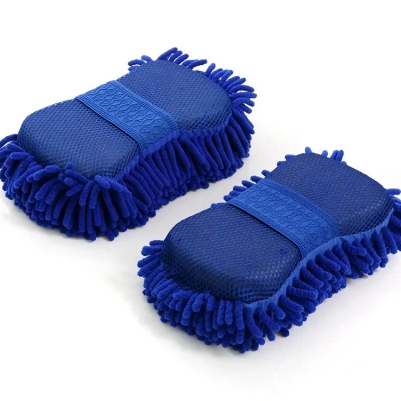 

2Pcs Blue Microfiber Chenille Car Wash Sponge Care Washing Brush Pad Cleaning Tool Auto Washing Towel Gloves Styling Accessories
