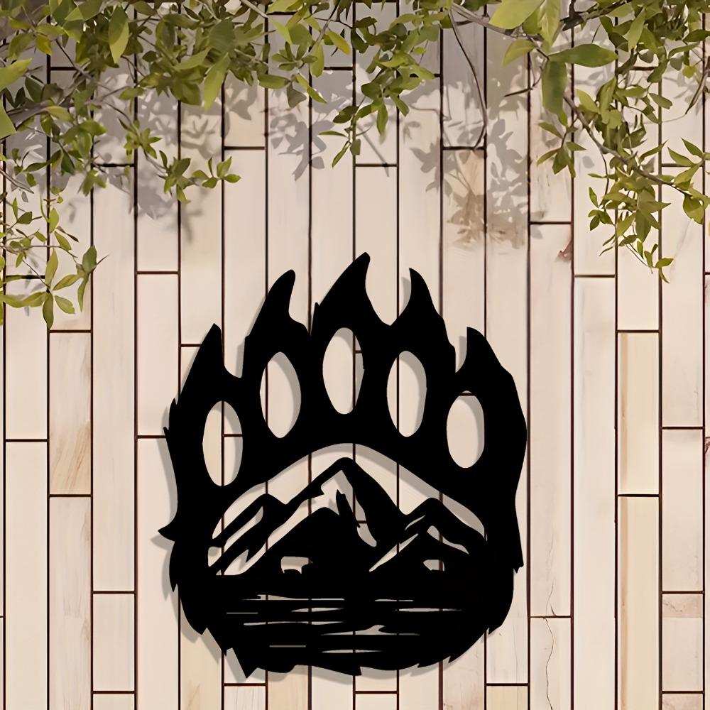Vintage Metal Wall Art Bear Claw Mountain Landscape Iron Decor for Living Room Bedroom Indoor Outdoor Home Farmhouse Hanging Ornament Christmas Gift
