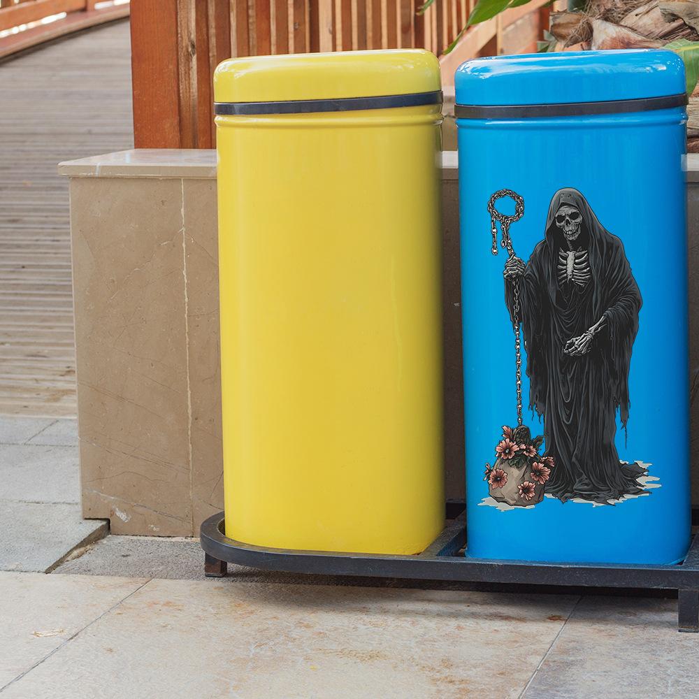 Halloween Creative Skeleton Man Trash Can Festive Atmosphere Decorative Stickers