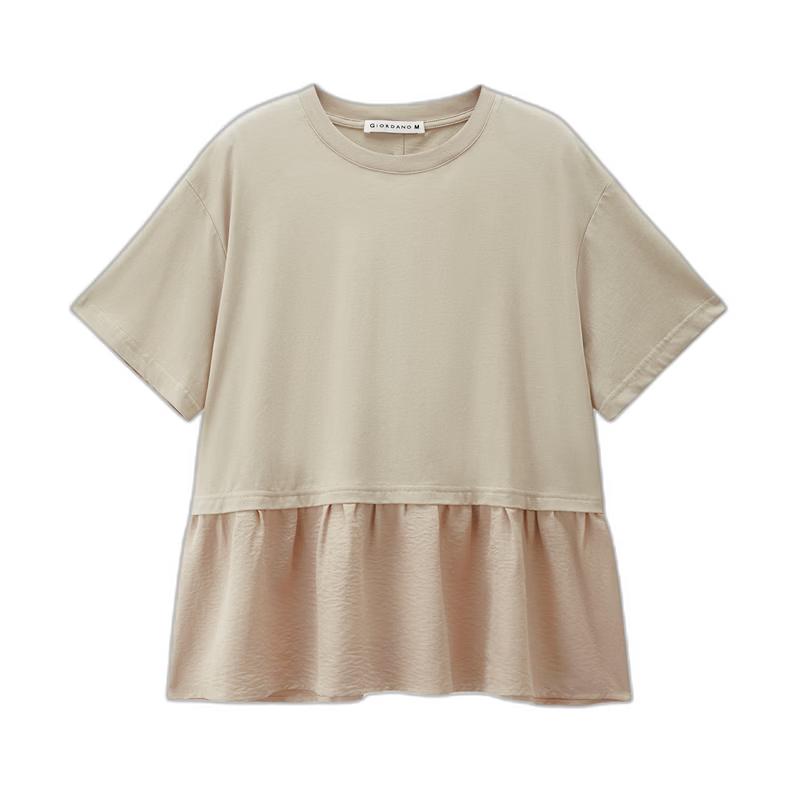 Giordano Women s Spliced Ruffle Short Sleeve T-Shirt XL