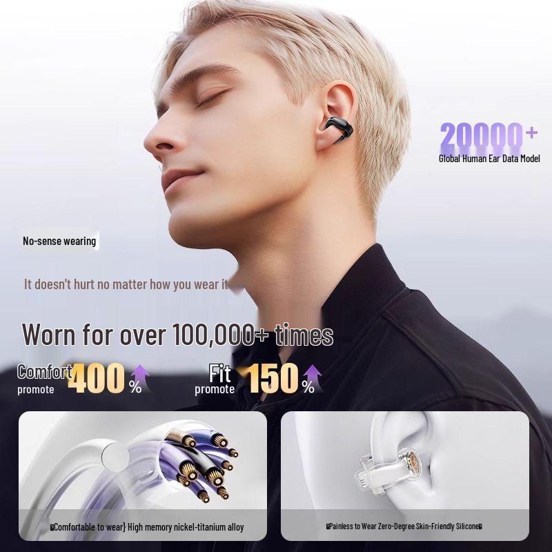 CBC Bluetooth Earphones: Clip-on, Bone Conduction, Noise-Cancelling, Long Battery, Comfortable & Wireless