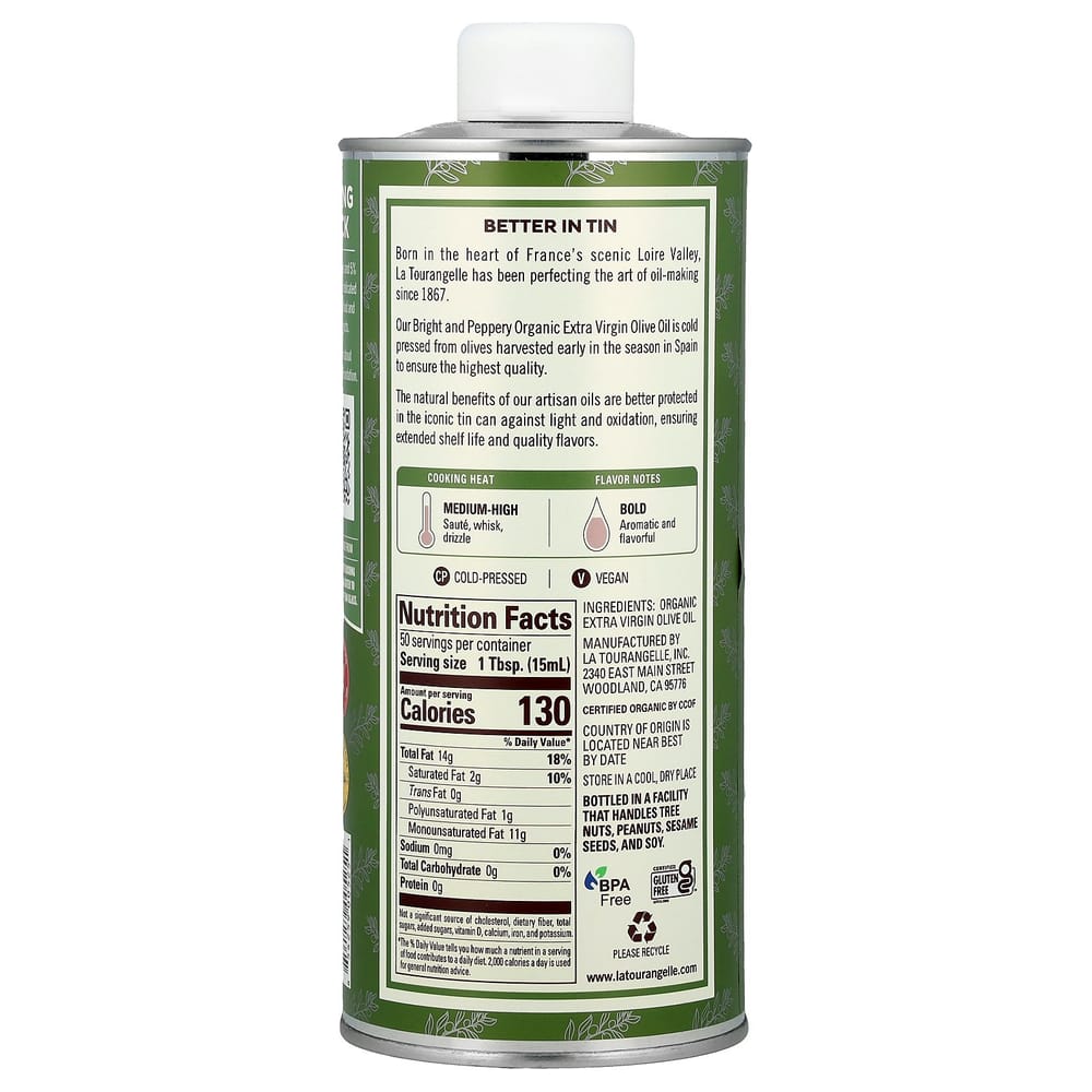 La Tourangelle Extra Virgin Olive Oil Bright & Peppery 750ml (25.4 fl oz)