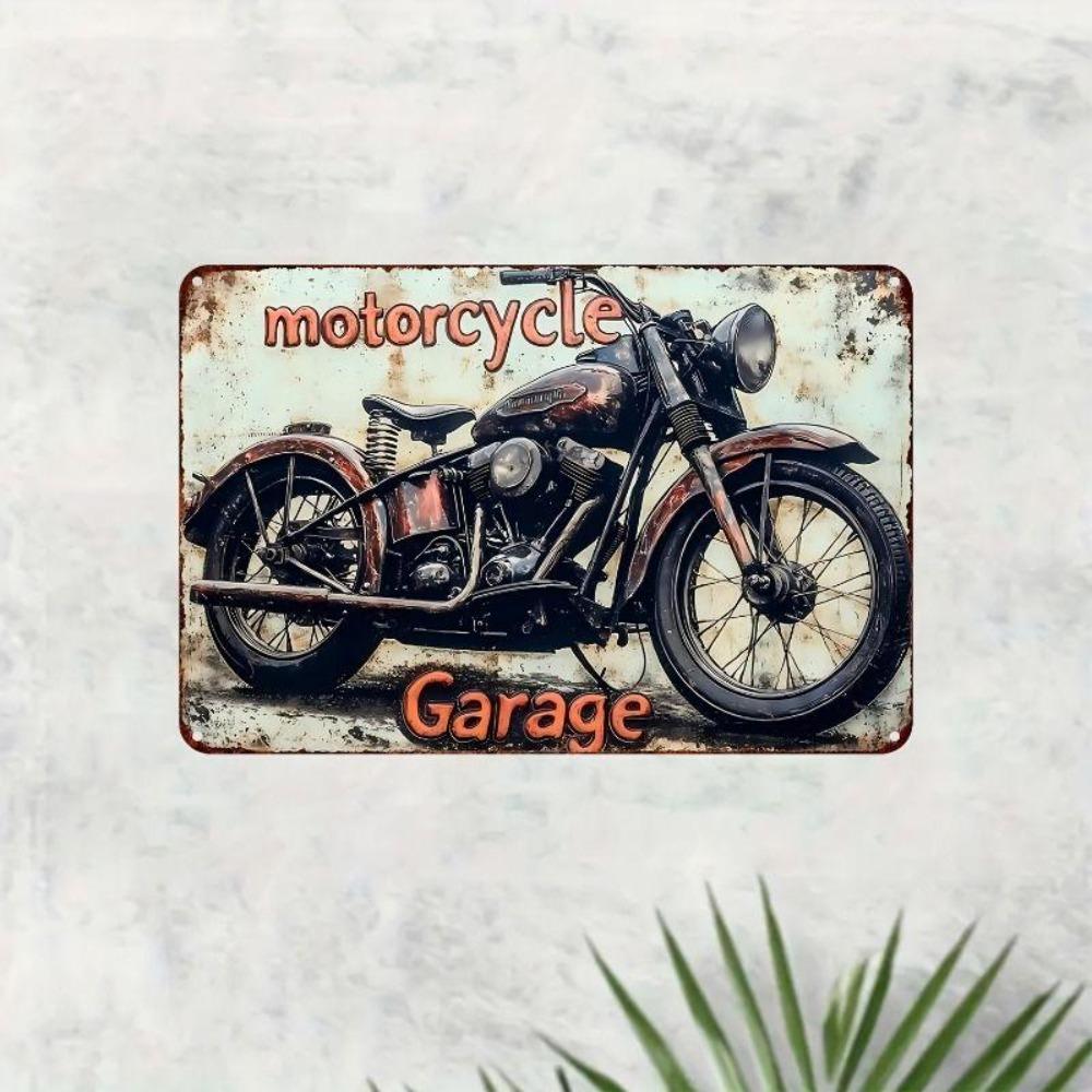 Retro Motorcycle Tin Sign Man Cave Garage Decor 20x30 Cm Metal Poster