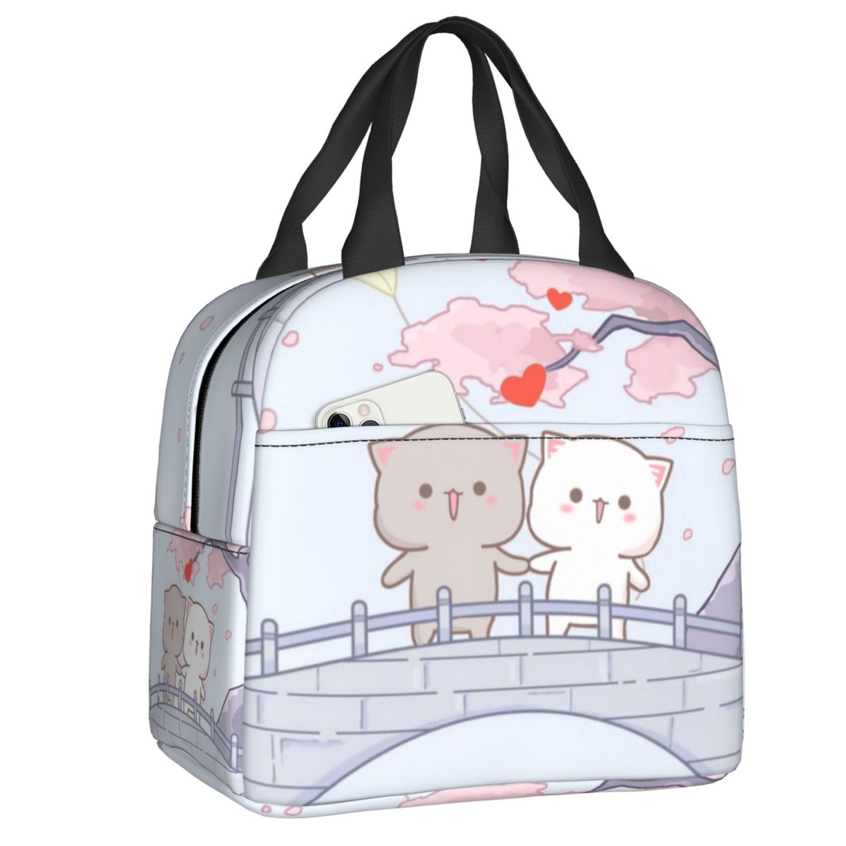 Custom Panda Bear And Brownie BUBU DUDU Couple Thermal Insulated Lunch Bag Women Portable Lunch Tote for Multifunction Food Box 22x20x13cm