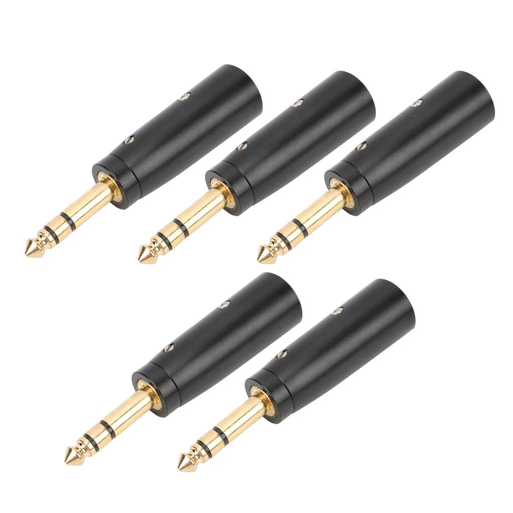 5Pcs Audio Adapter Metal 6.35mm Stereo Male To Mono Converter Cable Connector for Microphone