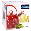 Orion 1.8L Red Polka Dot Stainless Steel Whistling Tea Kettle (1.5L Usable Capacity)