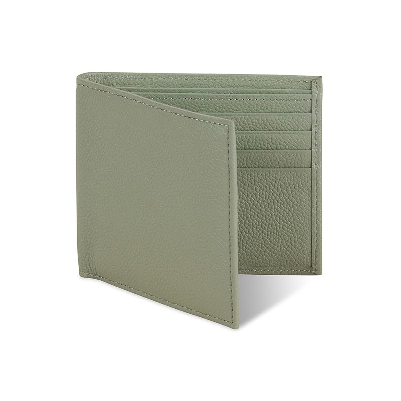 

[Business Leather Factory] Bi-fold wallet (no coin purse) Water repellent original leather cow leather unisex 10 pockets Thin (mint gray)