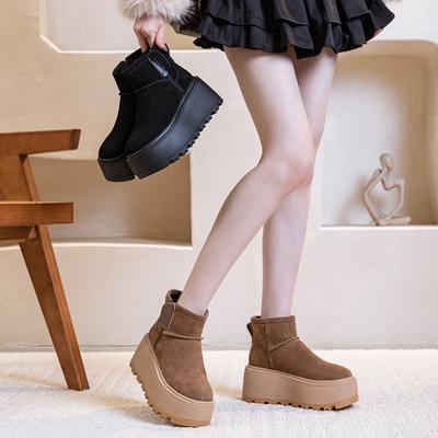 Thick-soled Snow Boots Women's 2025 Winter New Short Boots Women's Velvet Warm Muffin Women's Boots Cotton Shoes Fashion Increase
