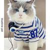 Pet Cotton Tee Small Dogs Cats Striped Short Sleeve With Embroidered Letters Comfortable Home Wear