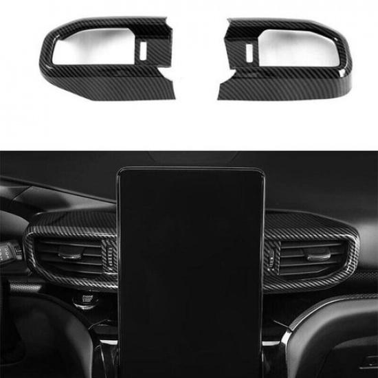 2pcs Carbon Fiber Central Console Air Outlet Vent Trim For Ford Explorer -22