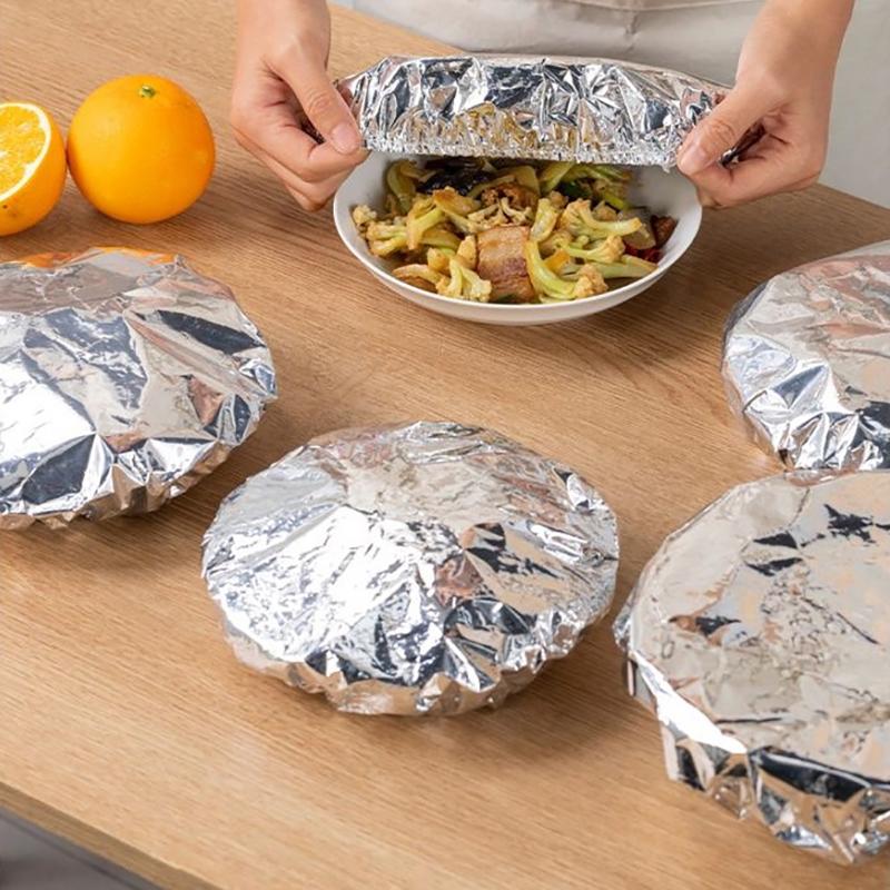 20/100Pcs Repeatable Aluminum Foil Insulation Covers - Eco-Friendly Kitchen Food Covers For Bowls & Dishes Storage For Kitchen