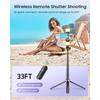 53'' Selfie Stick Tripod with Light Enhanced 4Leg Cell Phone Stand Camera Tripod with Rechargeable Wirel Remote 2 Fill Light Po
