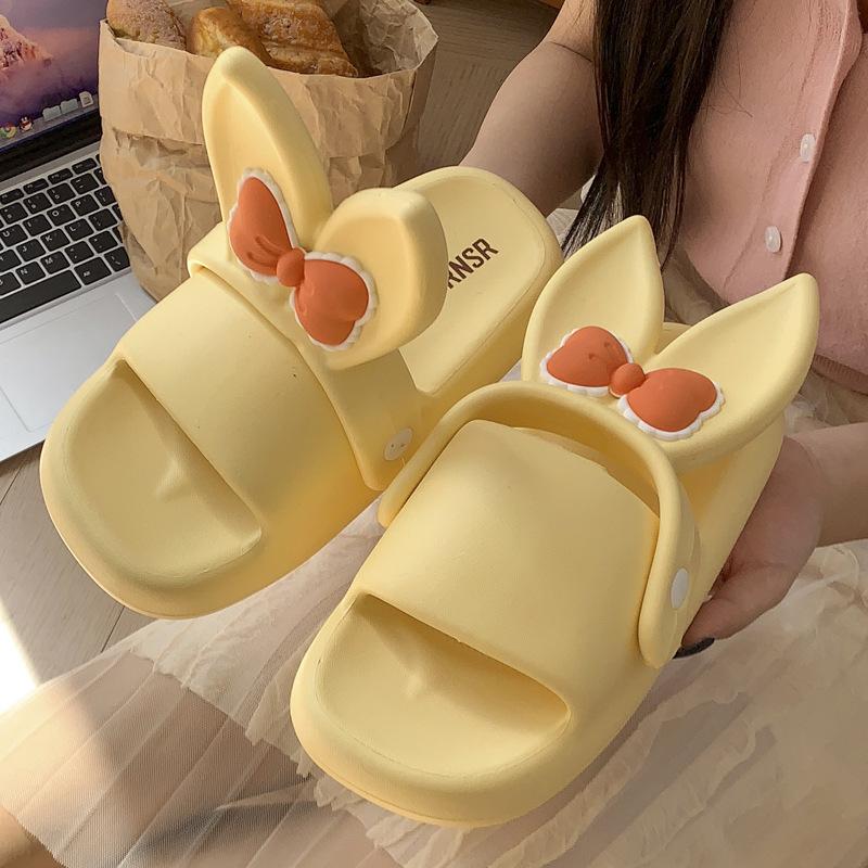 Fashion New 2024 Summer Platform Shoes Woman Cute Butterfly Rabbit Ear Slippers Girls Home Bathroom Slides Anti-slip Street Sandals