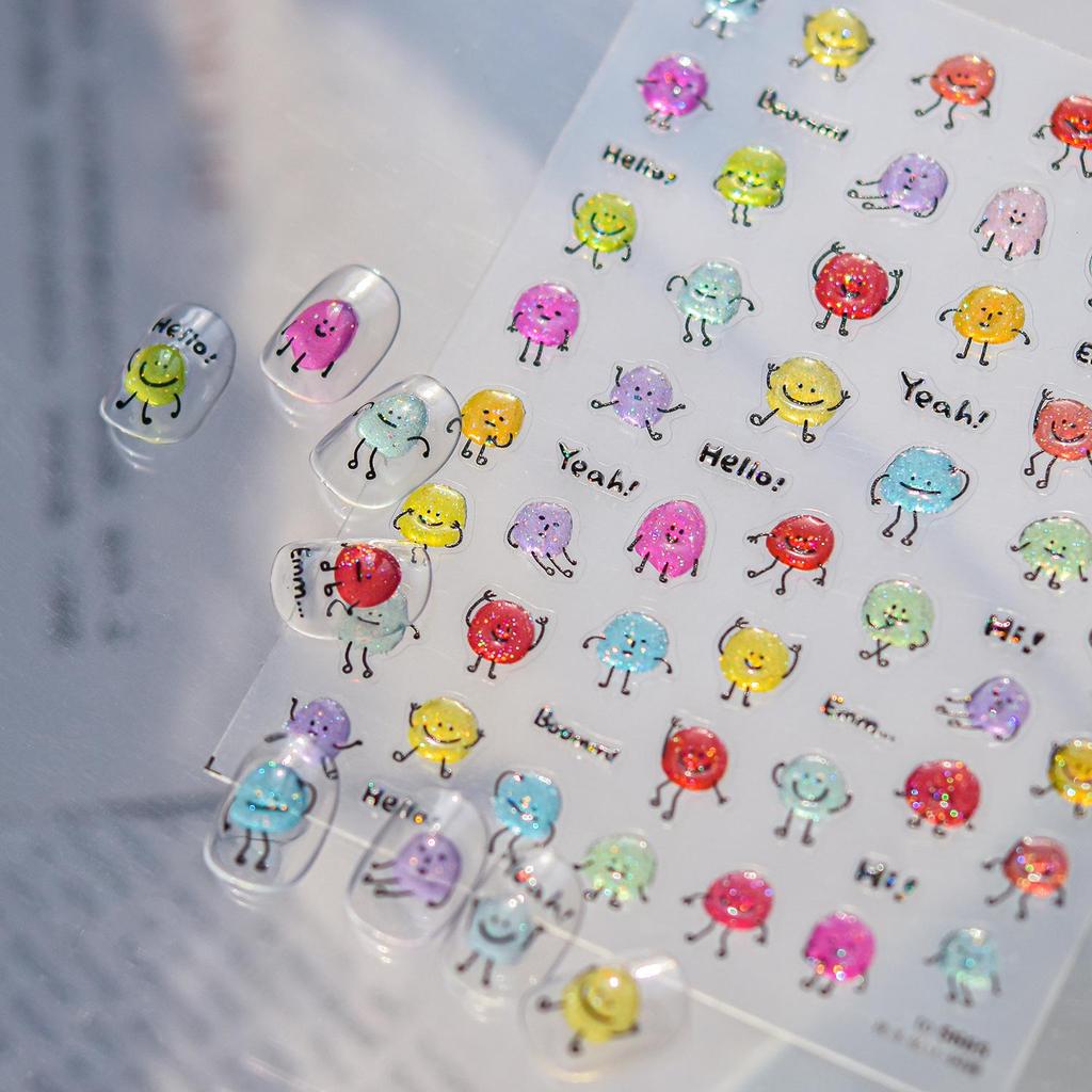 Tomoni Cute Candy Jelly Glitter Nail Stickers - Hot Selling Transparent Nail Art Decor