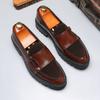 Men's Autumn-Winter Slip-On Leather Derby Shoes, British Trend, Thick Sole, Plus Size, Business Casual
