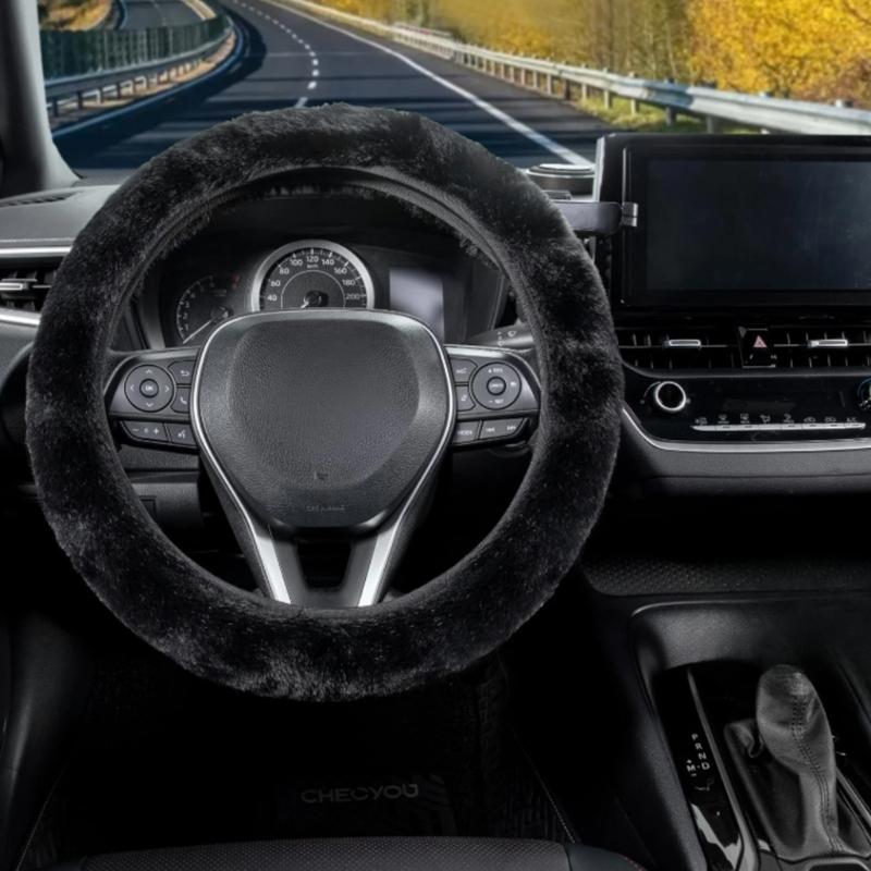 Nonslip Plush Steering Wheel Cover for Secure Hold Easy Installation for Cars SUVs Trucks Universal 14.5-15" Size