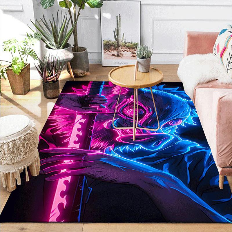 1pc Demon Slayer Pattern Area Rug, Anti slip Non Shedding Stain Resistant Carpet