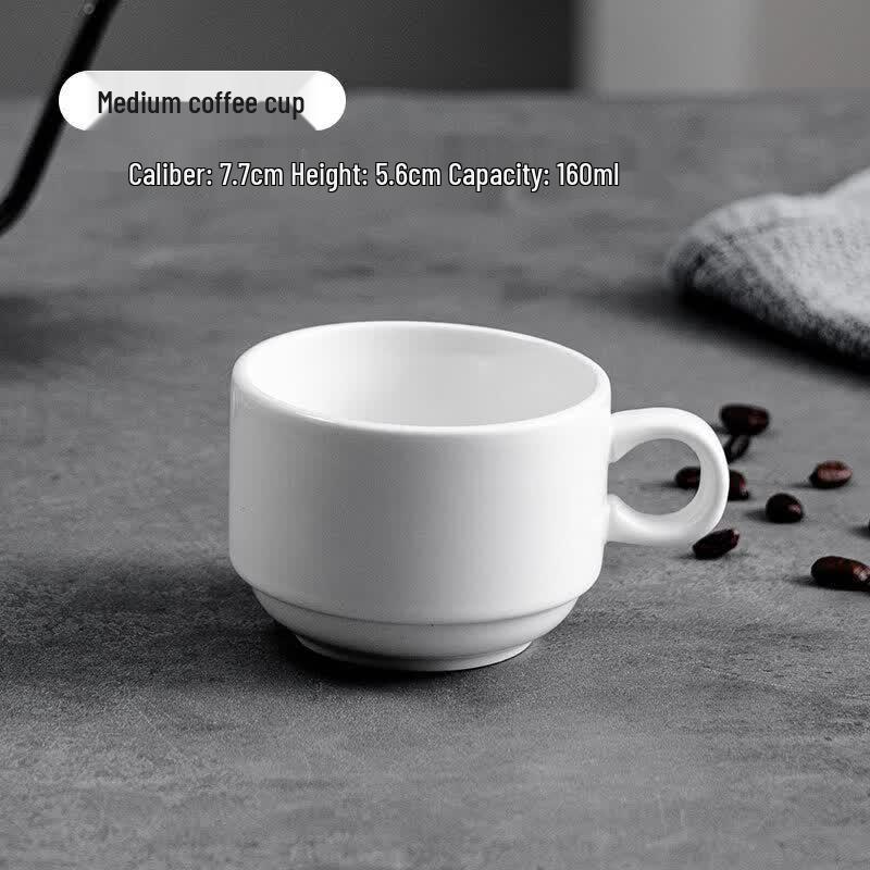 Qiwei Pure White Ceramic Cappuccino & Espresso Coffee Cup Set