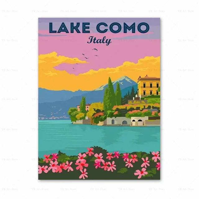 Spanien Amalfiküste Santorini Französische Riviera Italien Druck Kunst Leinwand Poster Für Wohnzimmer Dekoration Zuhause Wandbild