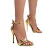 Schmetterlingsdekoration mit quadratischer Spitze offene Stiletto-Sandalen Mode Party High Heels