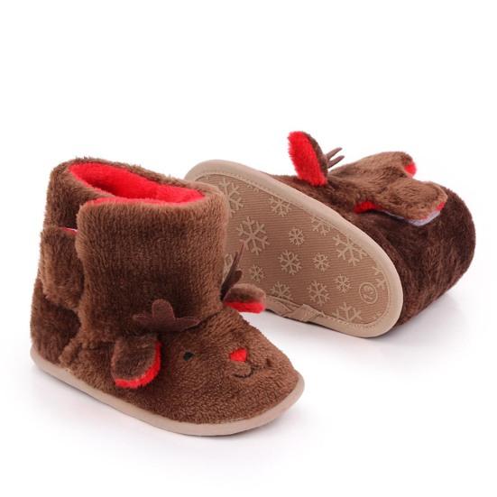 Winter Warm Christmas Cartoon Deer Baby Shoes Soft-soled Infant Toddler Boots