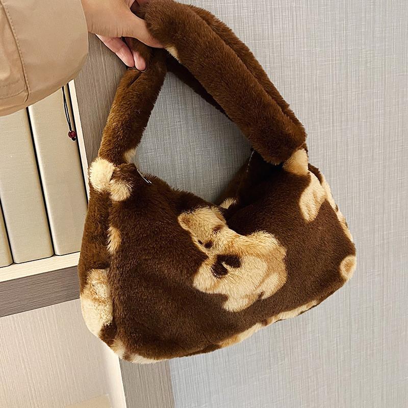 Adorable Plush Crossbody Bag Cute Bear Design Soft And Sweet Korean Style
